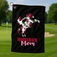 Horseback Mom Rose Horseback Riding Equestrian Rider Great Gift Golf Towel thumb 1