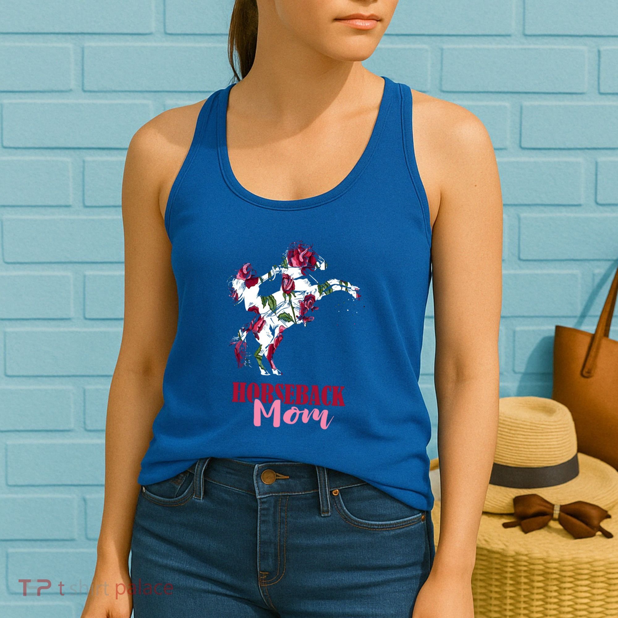 Horseback Mom Rose Horseback Riding Equestrian Rider Great Gift Women's Tank Top