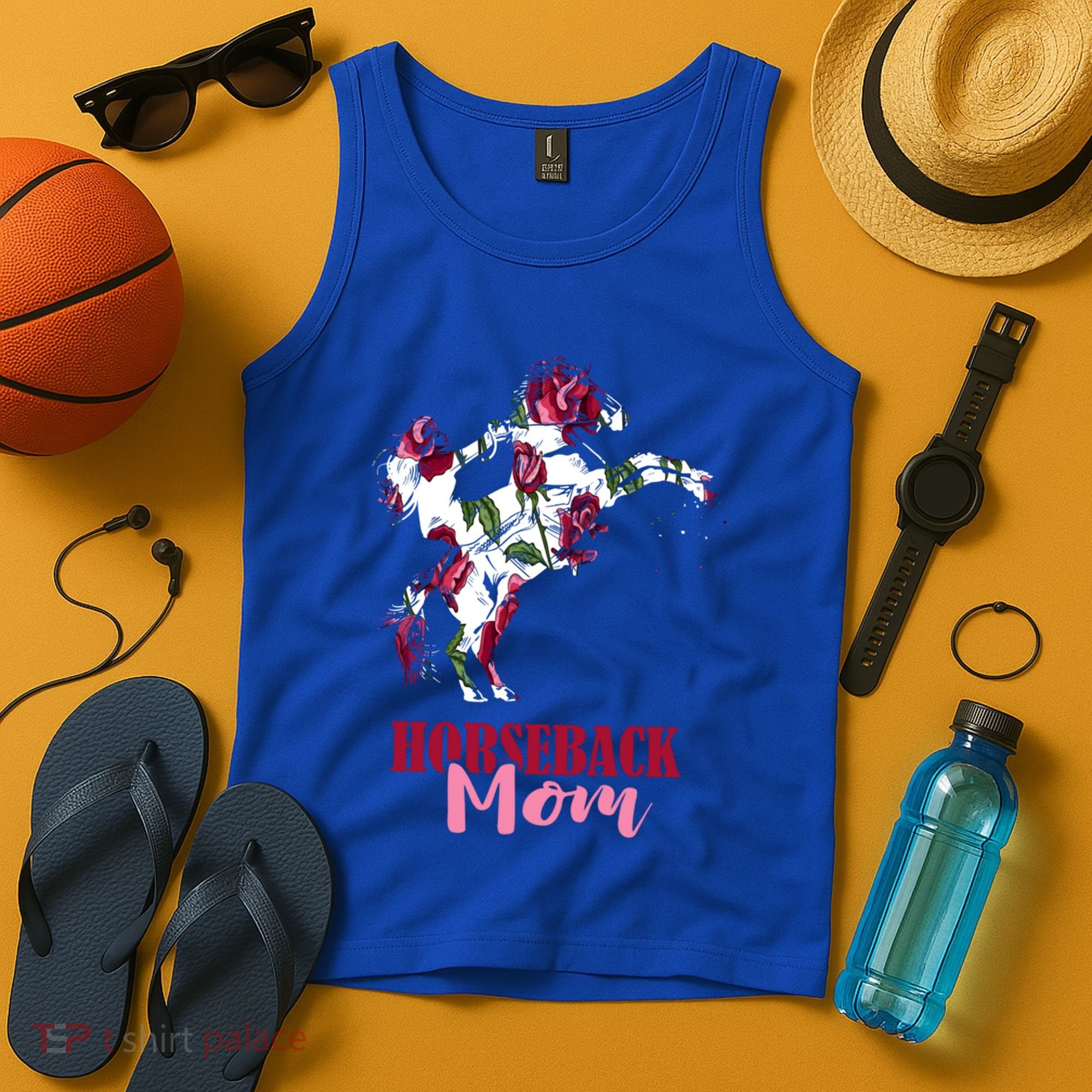 Horseback Mom Rose Horseback Riding Equestrian Rider Great Gift Tank Top