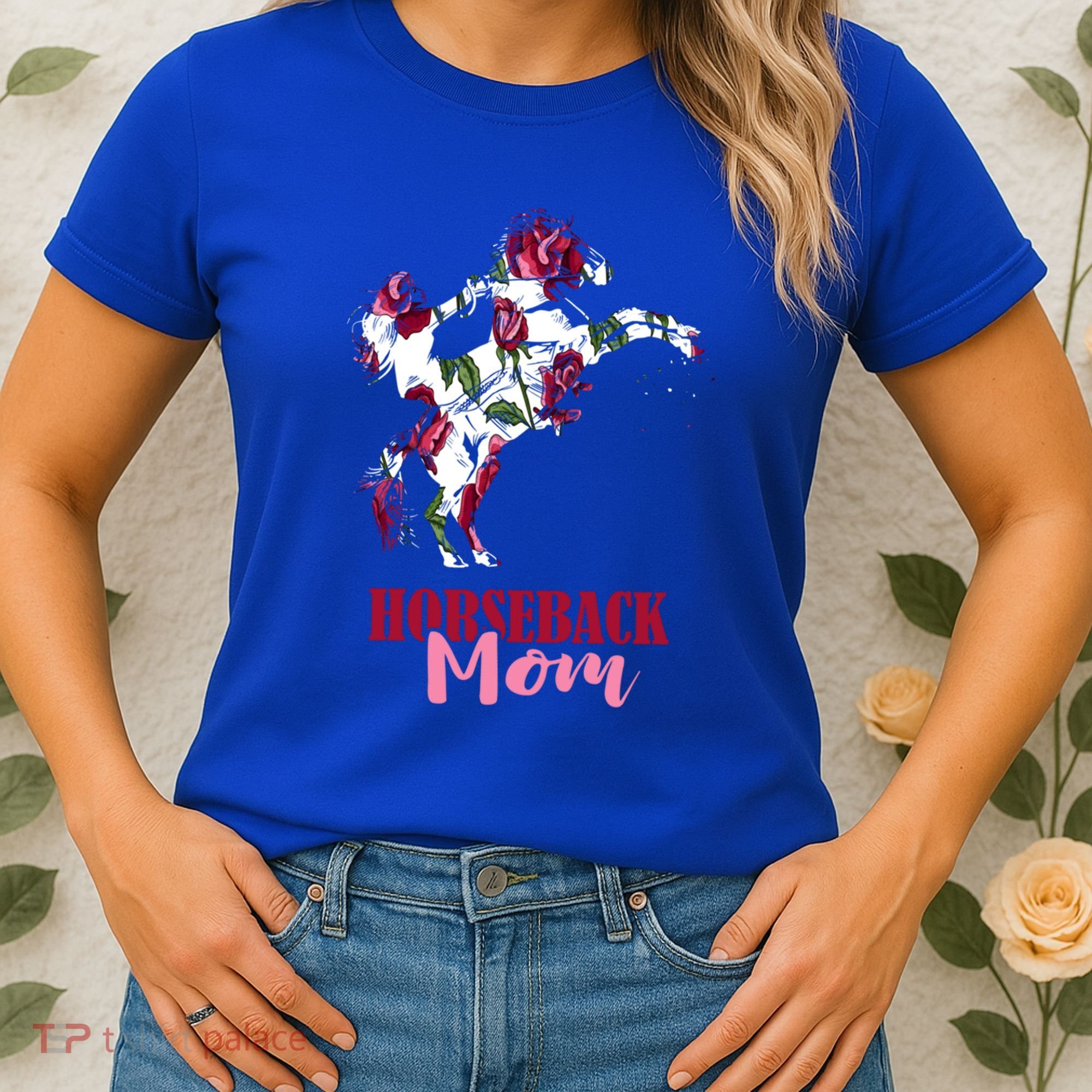 Horseback Mom Rose Horseback Riding Equestrian Rider Great Gift Women's T-Shirt
