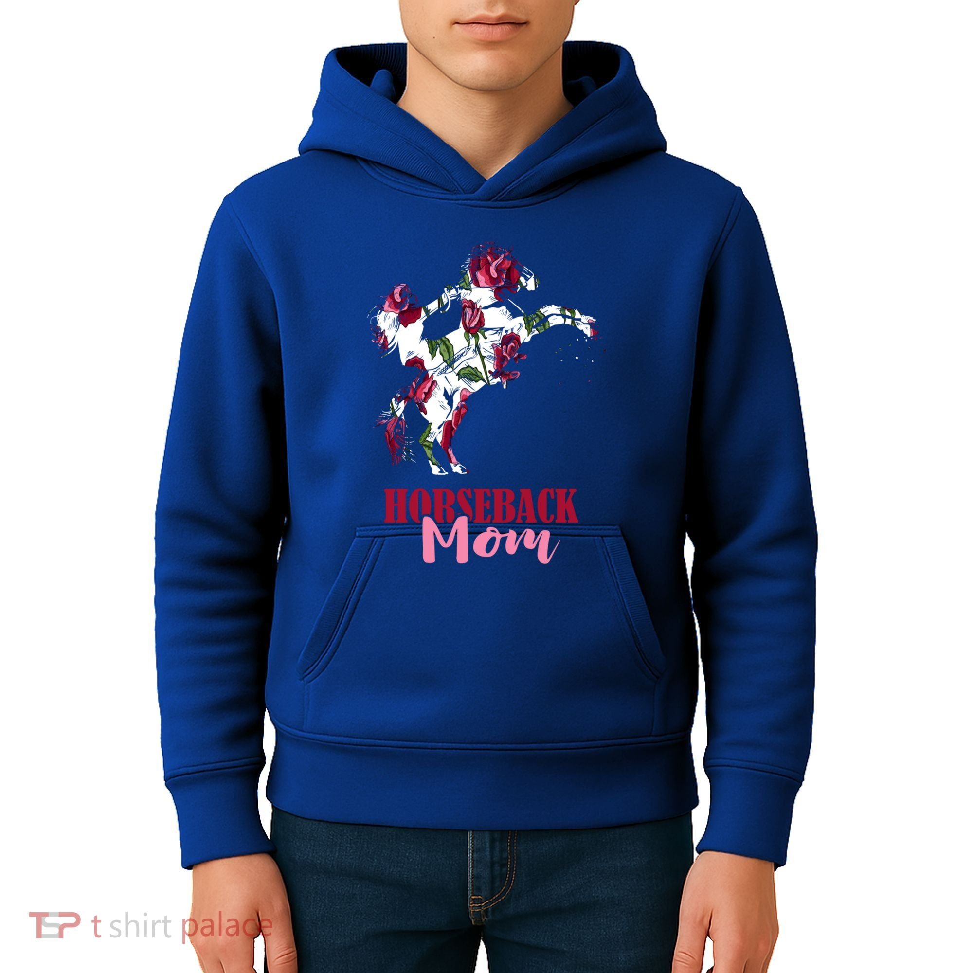 Horseback Mom Rose Horseback Riding Equestrian Rider Great Gift Kids Hoodie