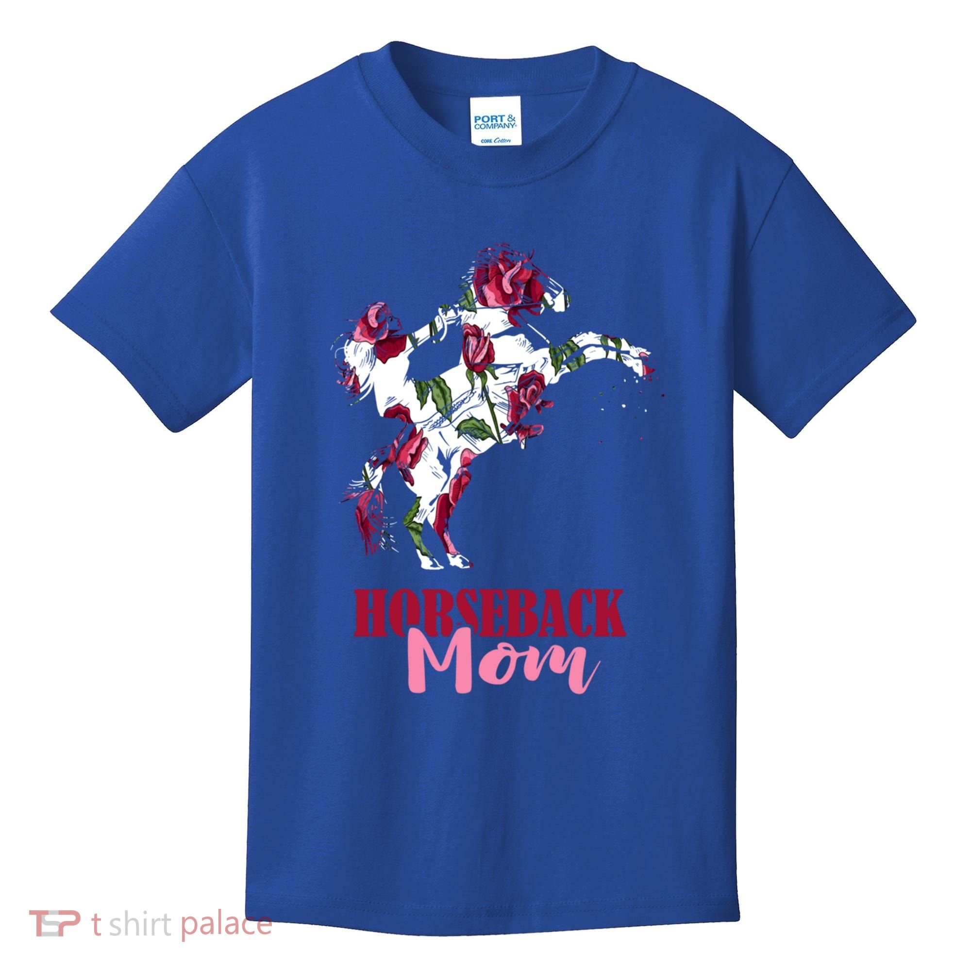 Horseback Mom Rose Horseback Riding Equestrian Rider Great Gift Kids T-Shirt