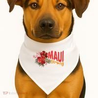 Hibiscus Maui Strong Hawaii Strong Ikaika Maui Strong USA-Made Doggie Bandana thumb 1