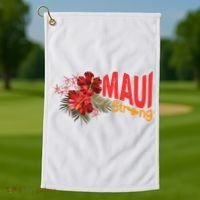 Hibiscus Maui Strong Hawaii Strong Ikaika Maui Strong Golf Towel thumb 1