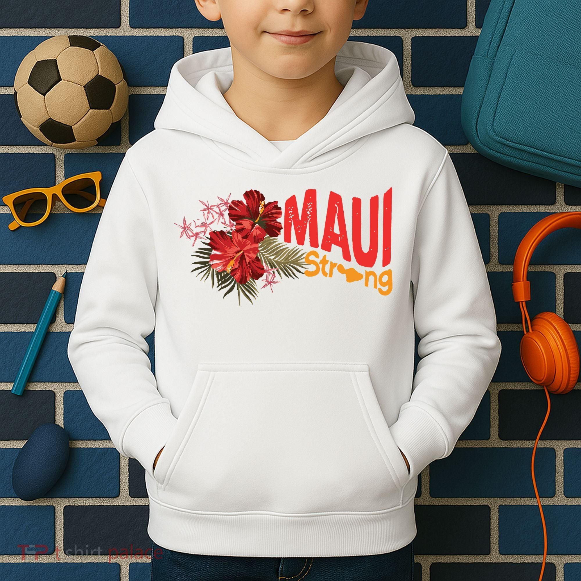 Hibiscus Maui Strong Hawaii Strong Ikaika Maui Strong Kids Hoodie