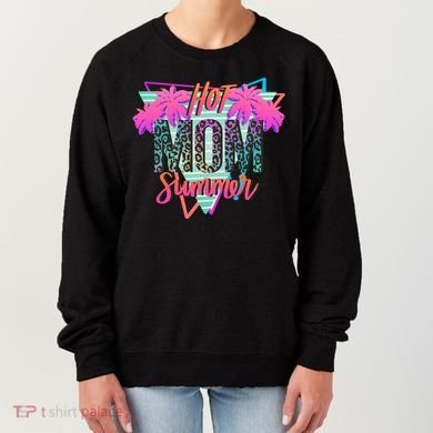 Hot Mom Summer Palms Tree Vintage Leopard Hot Mom Summer Women's Sweatshirt