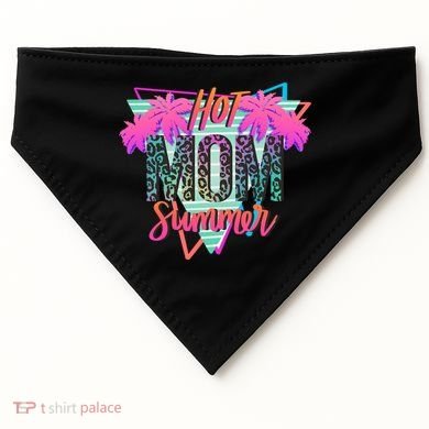Hot Mom Summer Palms Tree Vintage Leopard Hot Mom Summer USA-Made Doggie Bandana
