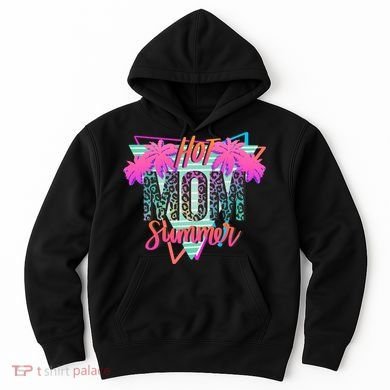 Hot Mom Summer Palms Tree Vintage Leopard Hot Mom Summer Hoodie