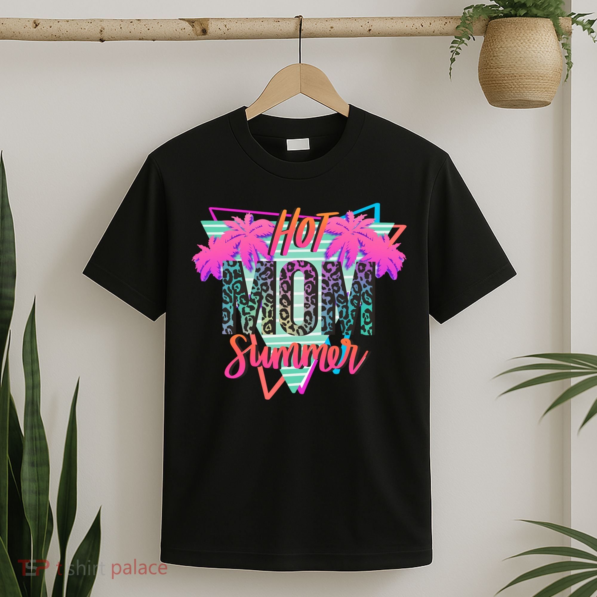 Hot Mom Summer Palms Tree Vintage Leopard Hot Mom Summer T-Shirt