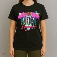 Hot Mom Summer Palms Tree Vintage Leopard Hot Mom Summer T-Shirt thumb 4