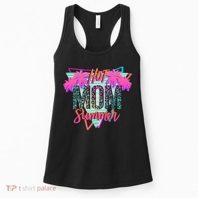 Hot Mom Summer Palms Tree Vintage Leopard Hot Mom Summer Women's Tank Top