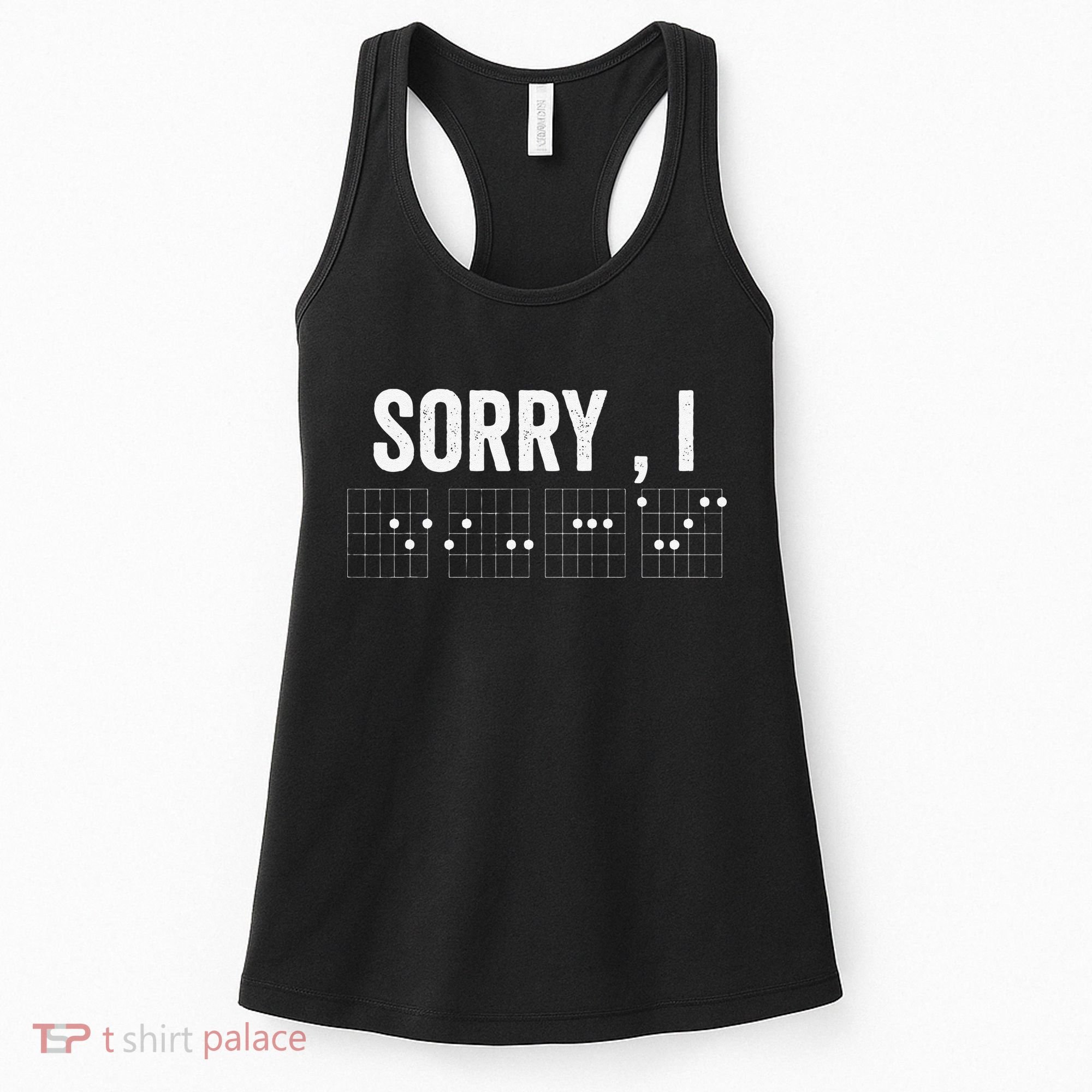 Hidden Message Sorry I-DGAF Chords Guitar Women's Tank Top