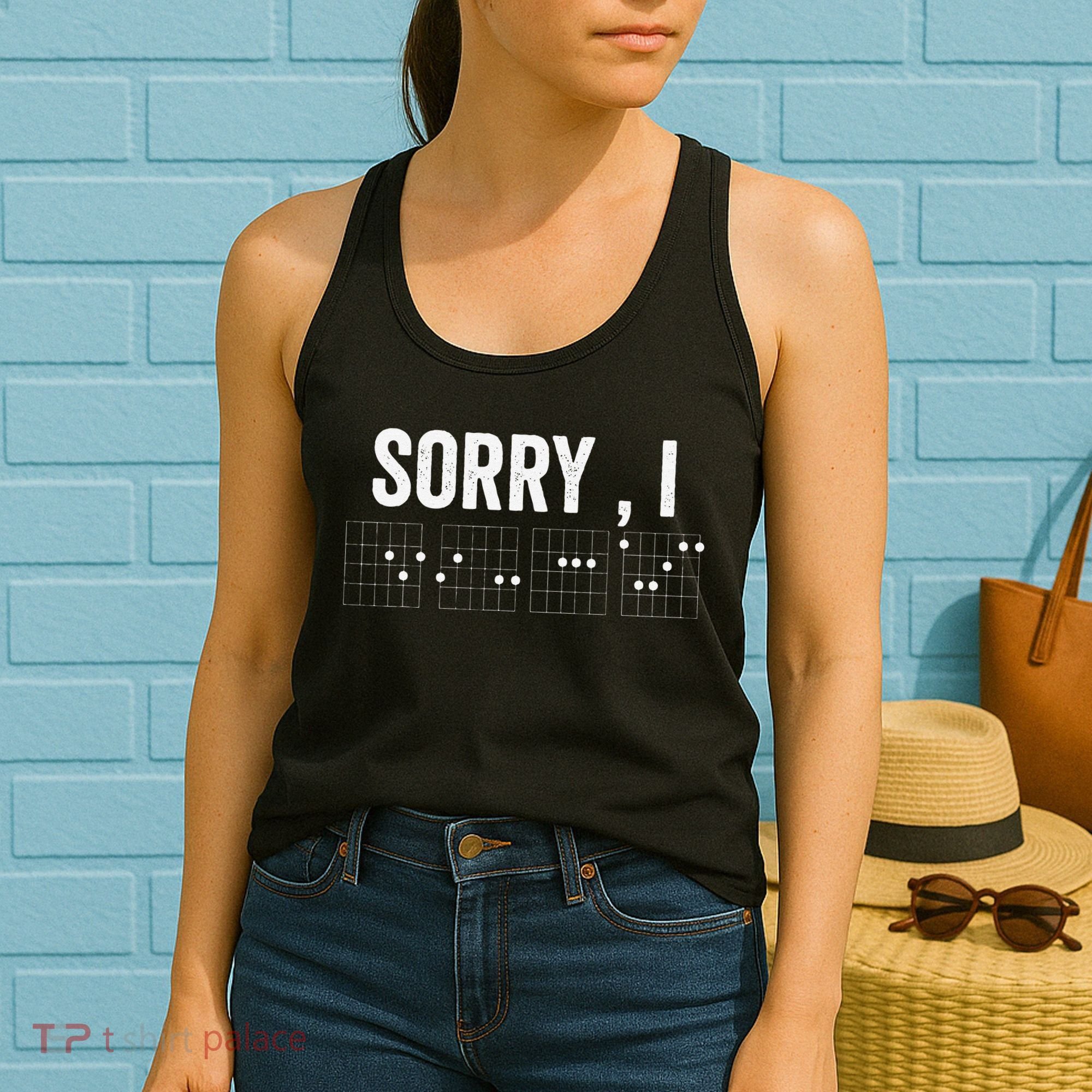 Hidden Message Sorry I-DGAF Chords Guitar Women's Tank Top