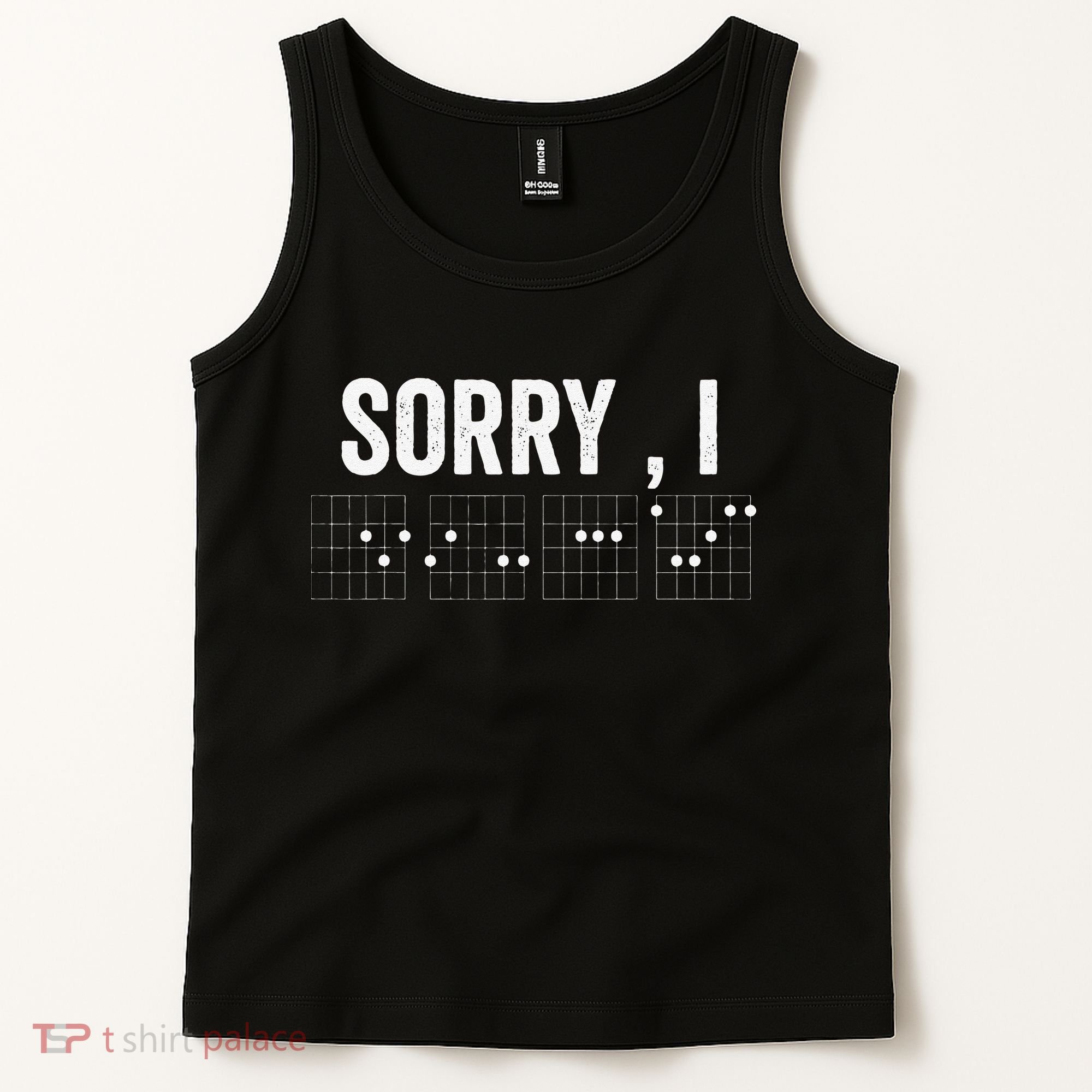Hidden Message Sorry I-DGAF Chords Guitar Tank Top