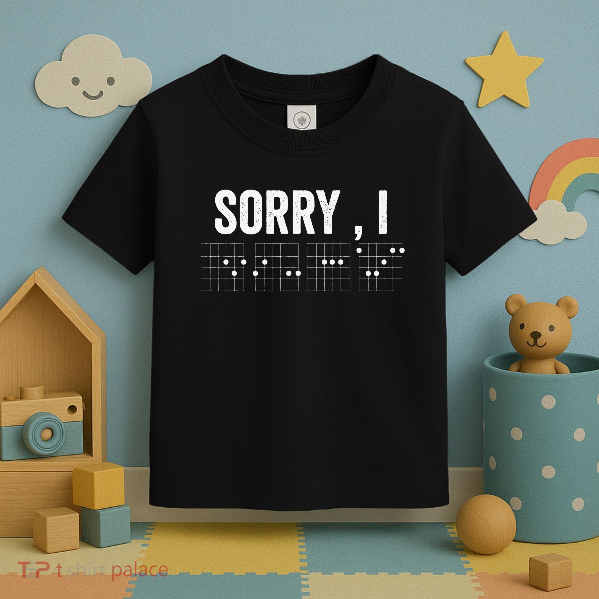 Hidden Message Sorry I-DGAF Chords Guitar Toddler T-Shirt