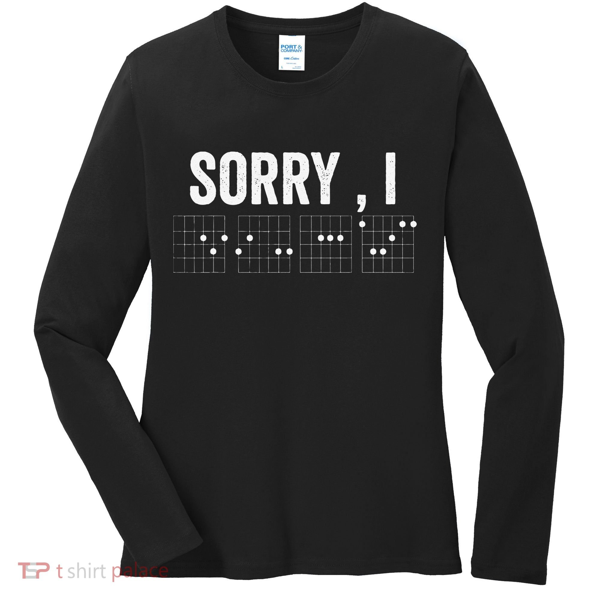 Hidden Message Sorry I-DGAF Chords Guitar Women's Long Sleeve Shirt