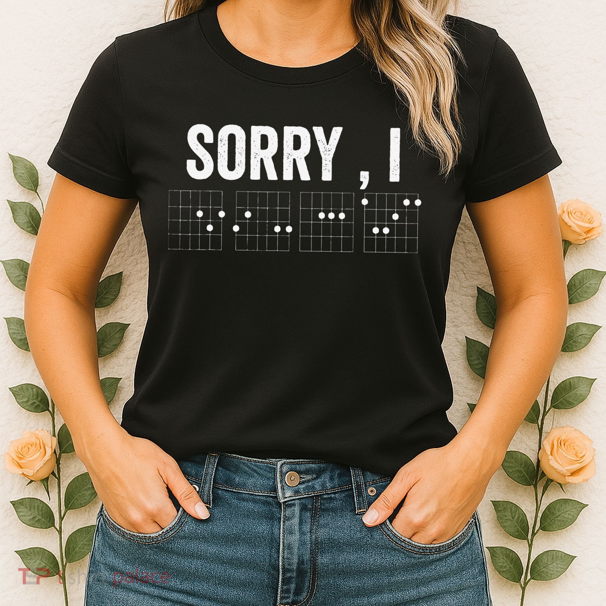 Hidden Message Sorry I-DGAF Chords Guitar Women's T-Shirt