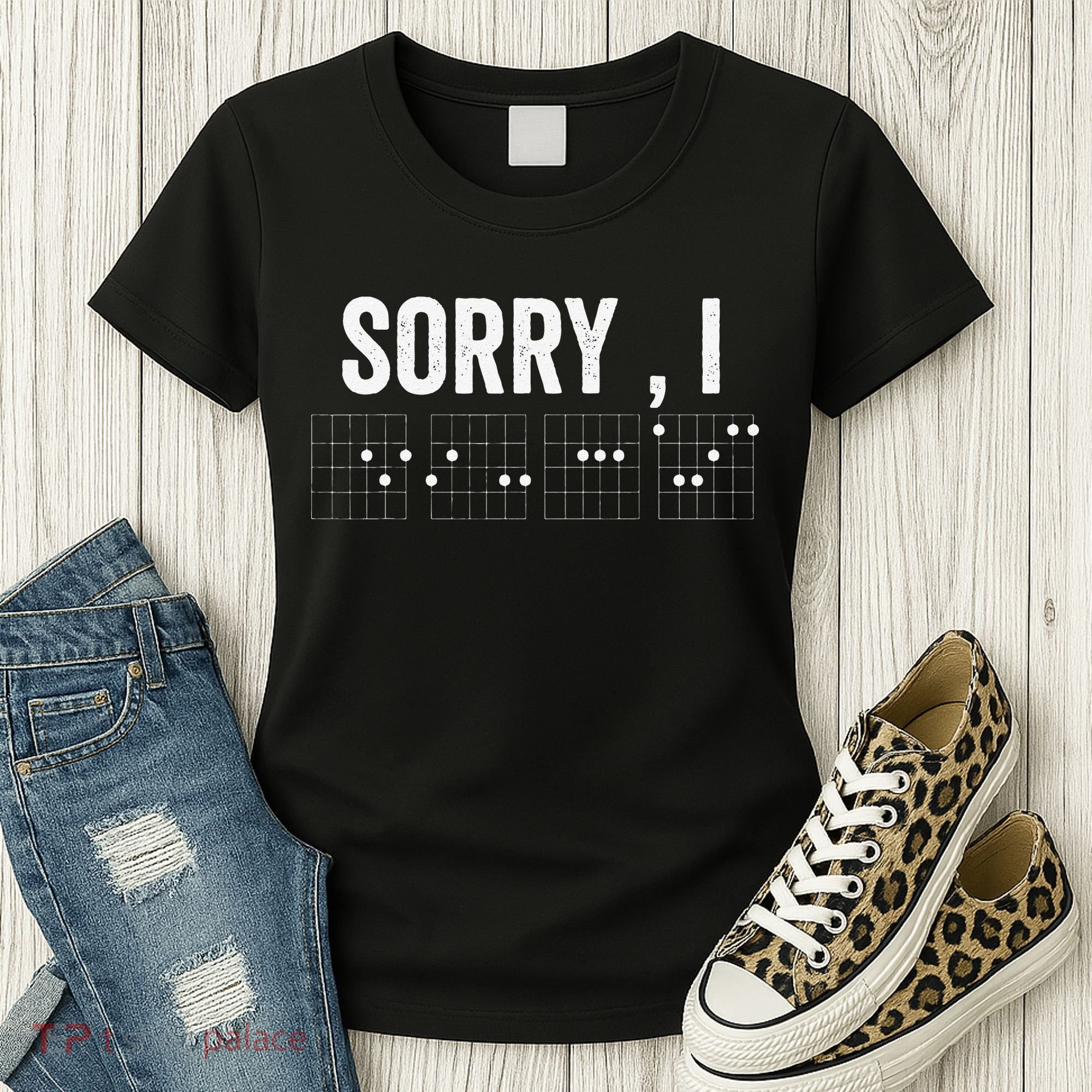 Hidden Message Sorry I-DGAF Chords Guitar Women's T-Shirt