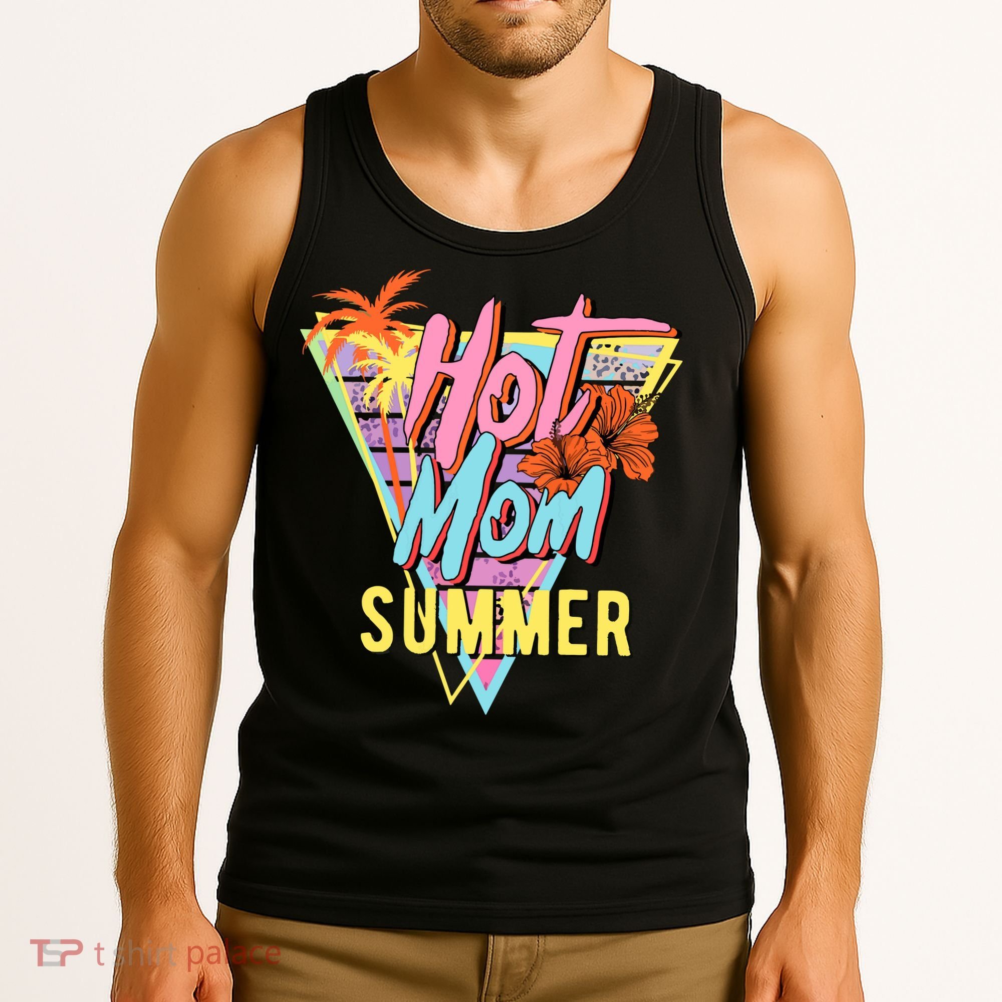 Hot Mom Summer Hawaiian Hibiscus Beach Cute Tropical Tank Top Tank Top