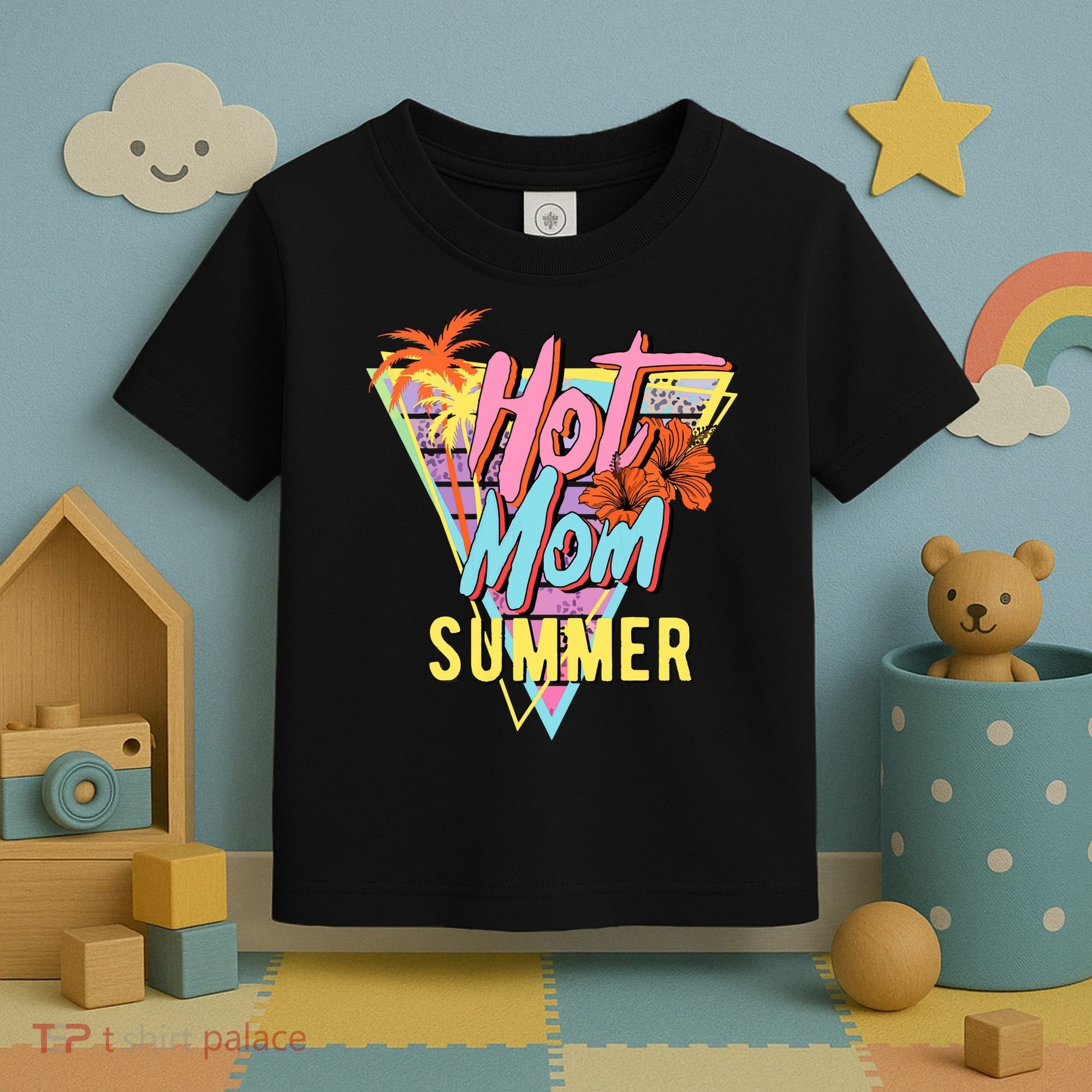 Hot Mom Summer Hawaiian Hibiscus Beach Cute Tropical Tank Top Toddler T-Shirt