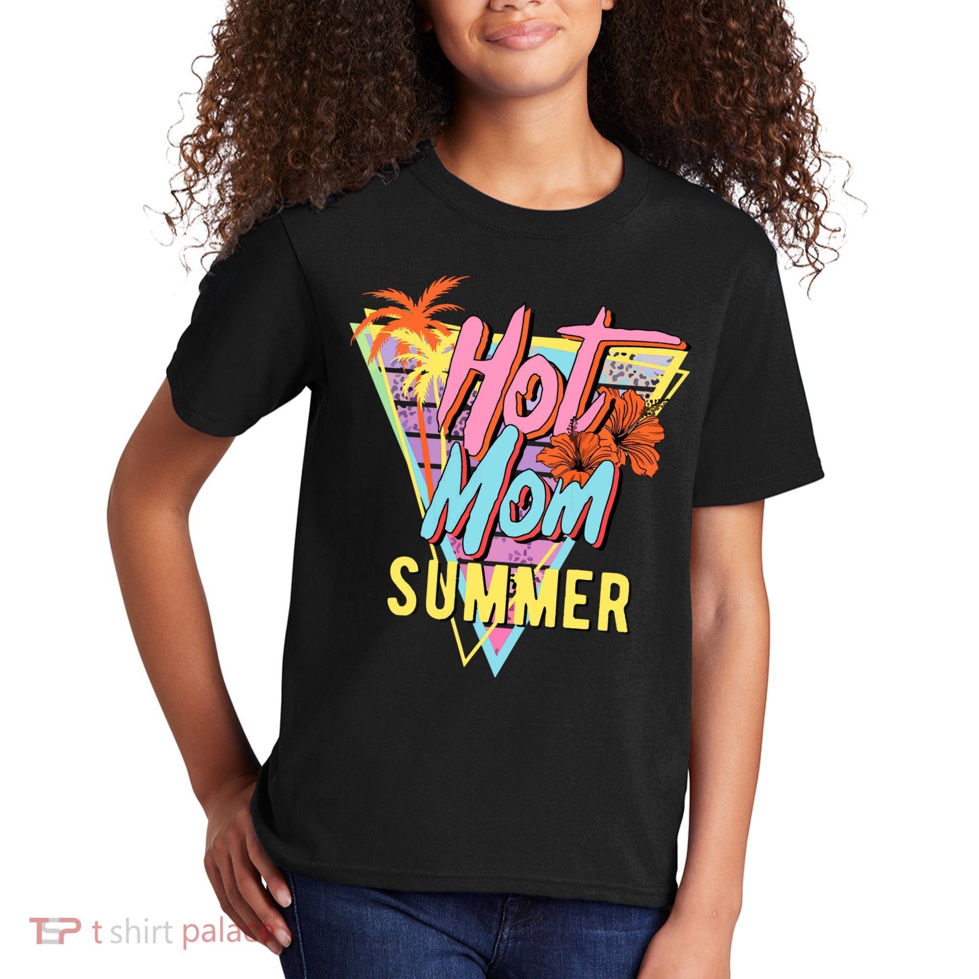 Hot Mom Summer Hawaiian Hibiscus Beach Cute Tropical Tank Top Kids T-Shirt