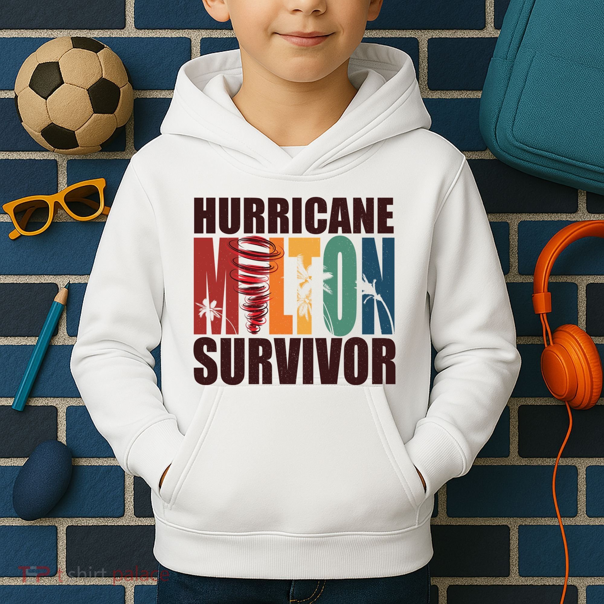 Hurricane Milton Survivor Florida Awareness Kids Hoodie