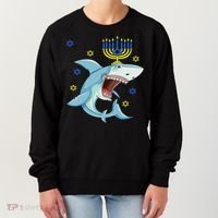 Hanukkah Menorah Shark Funny Chanukah Jewish Gift Women's Sweatshirt thumb 0