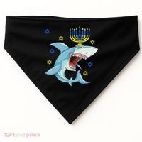 Hanukkah Menorah Shark Funny Chanukah Jewish Gift USA-Made Doggie Bandana thumb 0