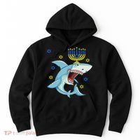 Hanukkah Menorah Shark Funny Chanukah Jewish Gift Hoodie thumb 0