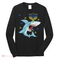 Hanukkah Menorah Shark Funny Chanukah Jewish Gift Long Sleeve Shirt thumb 0