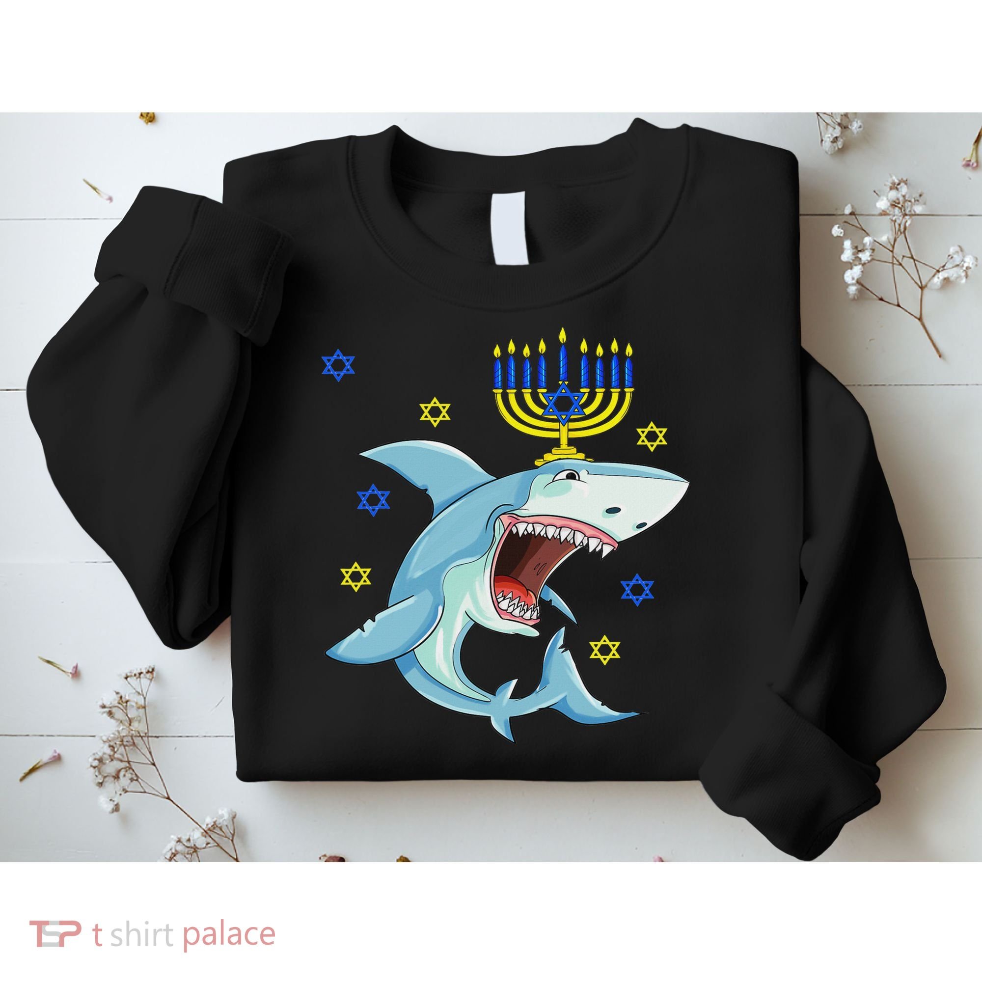 Hanukkah Menorah Shark Funny Chanukah Jewish Gift Sweatshirt