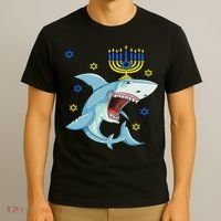 Hanukkah Menorah Shark Funny Chanukah Jewish Gift T-Shirt thumb 3