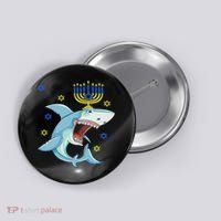 Hanukkah Menorah Shark Funny Chanukah Jewish Gift Button thumb 0