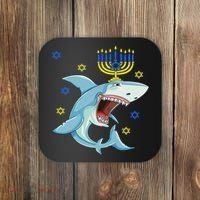 Hanukkah Menorah Shark Funny Chanukah Jewish Gift Coaster thumb 0