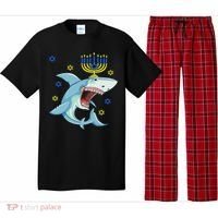 Hanukkah Menorah Shark Funny Chanukah Jewish Gift Pajama Set thumb 0