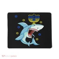 Hanukkah Menorah Shark Funny Chanukah Jewish Gift Mousepad thumb 0