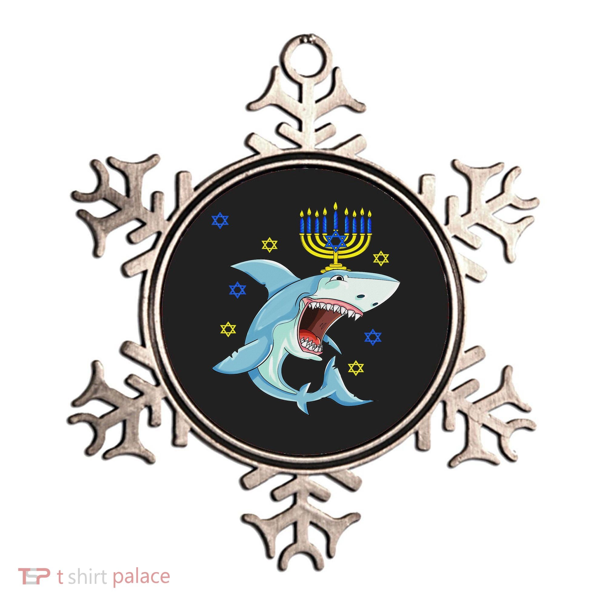 Hanukkah Menorah Shark Funny Chanukah Jewish Gift Ornament