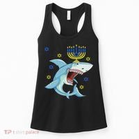 Hanukkah Menorah Shark Funny Chanukah Jewish Gift Women's Tank Top thumb 0