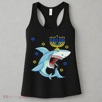 Hanukkah Menorah Shark Funny Chanukah Jewish Gift Women's Tank Top thumb 3