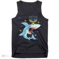 Hanukkah Menorah Shark Funny Chanukah Jewish Gift Tank Top thumb 0