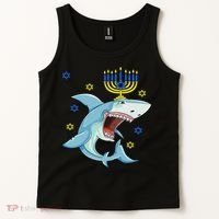Hanukkah Menorah Shark Funny Chanukah Jewish Gift Tank Top thumb 2