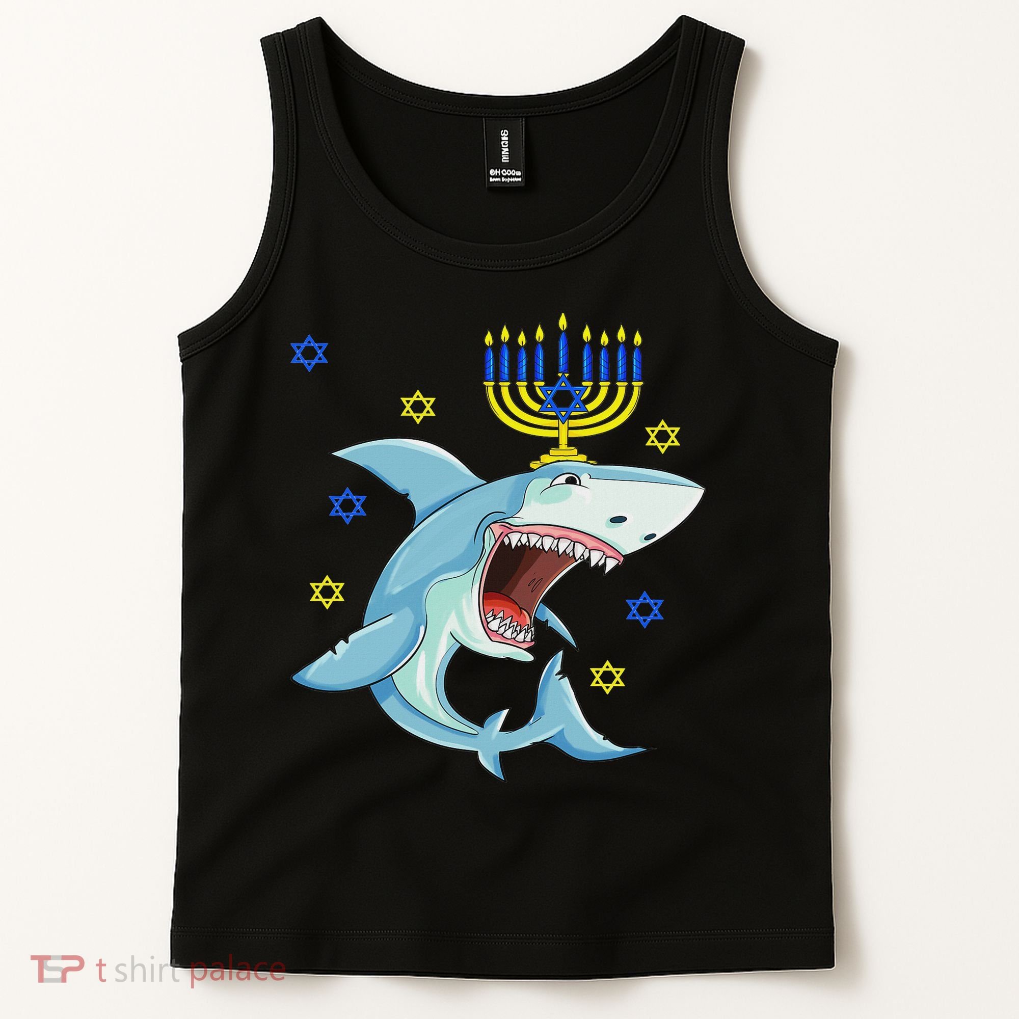 Hanukkah Menorah Shark Funny Chanukah Jewish Gift Tank Top