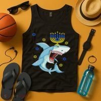 Hanukkah Menorah Shark Funny Chanukah Jewish Gift Tank Top thumb 4