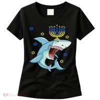 Hanukkah Menorah Shark Funny Chanukah Jewish Gift Women's T-Shirt thumb 0