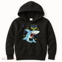 Hanukkah Menorah Shark Funny Chanukah Jewish Gift Kids Hoodie thumb 0