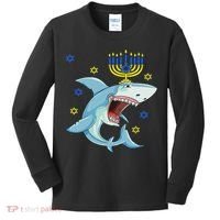 Hanukkah Menorah Shark Funny Chanukah Jewish Gift Kids Long Sleeve Shirt thumb 0