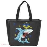Hanukkah Menorah Shark Funny Chanukah Jewish Gift Tote Bag thumb 0