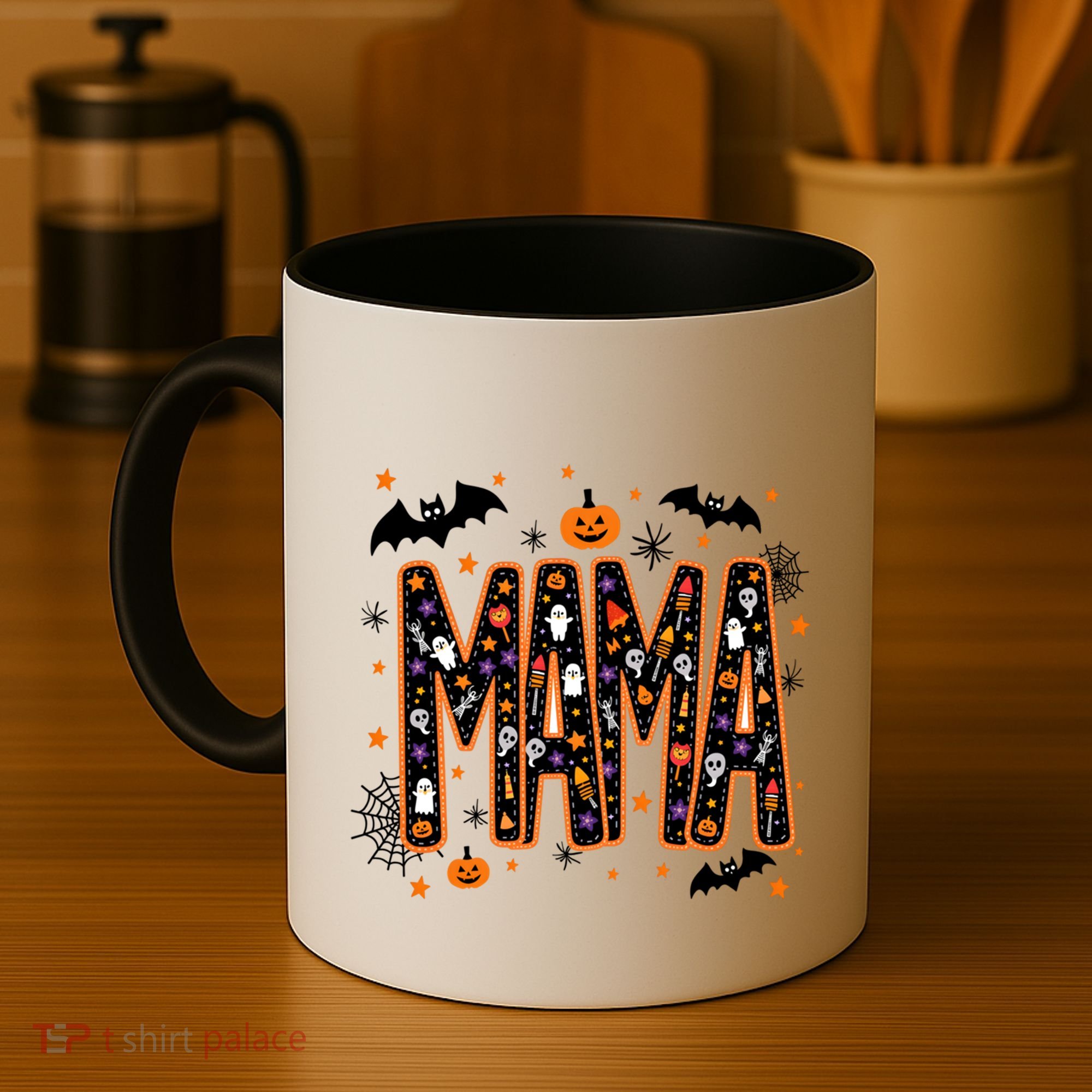 Halloween Mama Spooky Vibes Mama With Spider Gift Coffee Mug