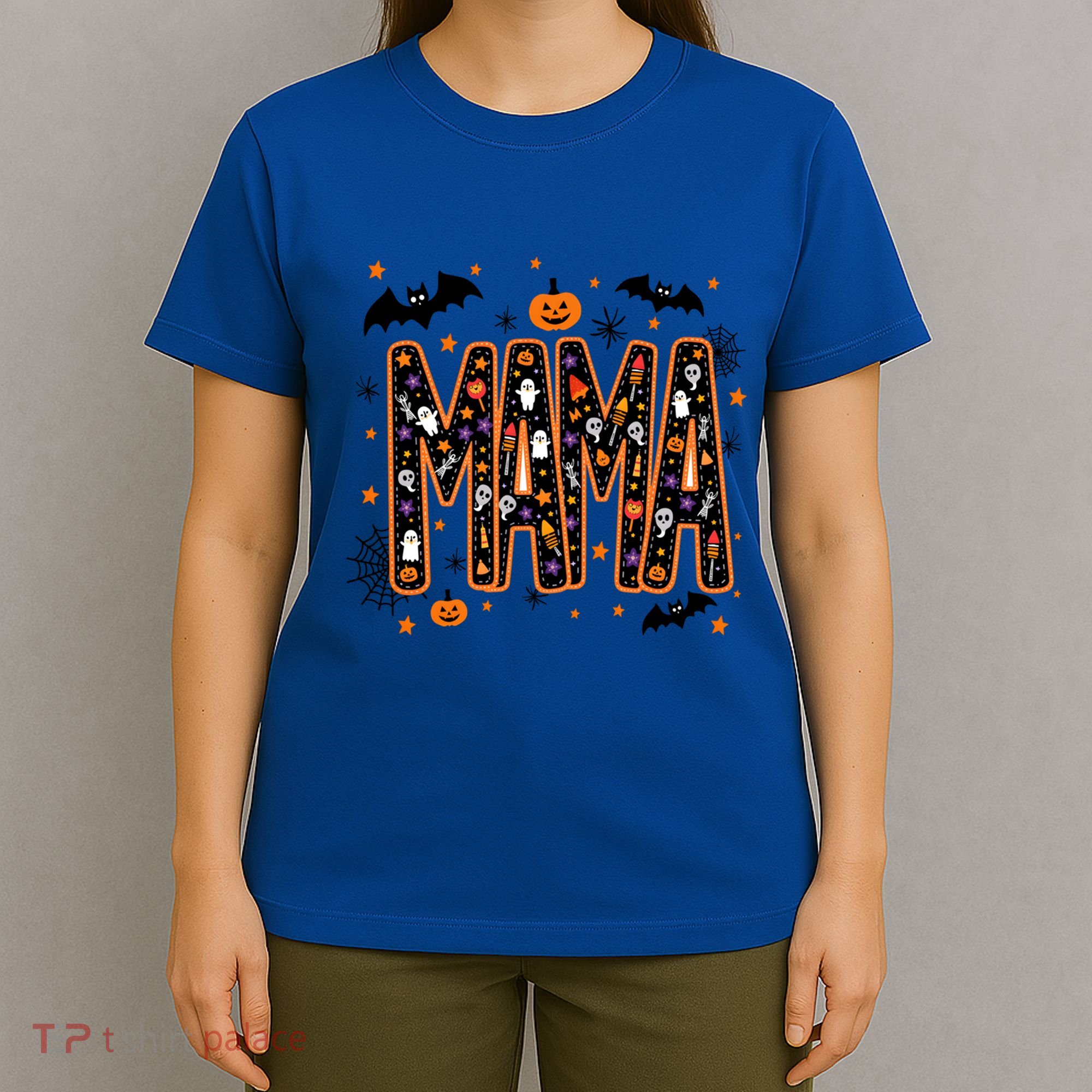 Halloween Mama Spooky Vibes Mama With Spider Gift T-Shirt