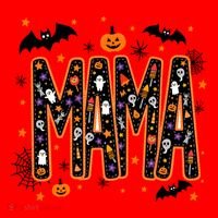Halloween Mama Spooky Vibes Mama With Spider Gift Santa Hat thumb 1